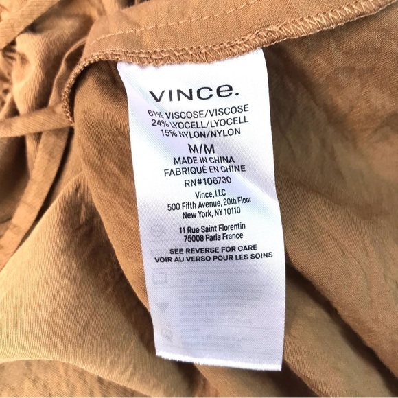 VINCE Cross-back Sleeveless Midi dress Caramel Brown M Size Medium New With Tags - Picture 12 of 16